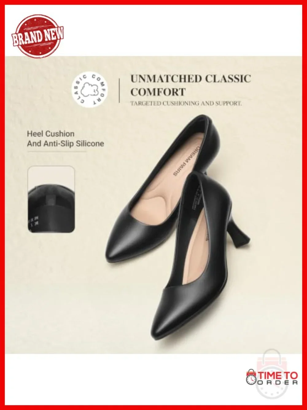 Dream Pairs Women Kitten Heel Pointed Toe Pump Arch Support Memory Foam